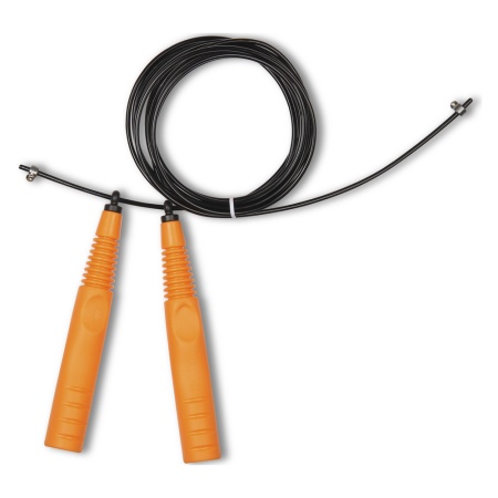 Купить Скакалка высокооборотная Кроссфит стальной шнур в оплетке 2.9 м чёрно-оранжевая в Большойкамени 